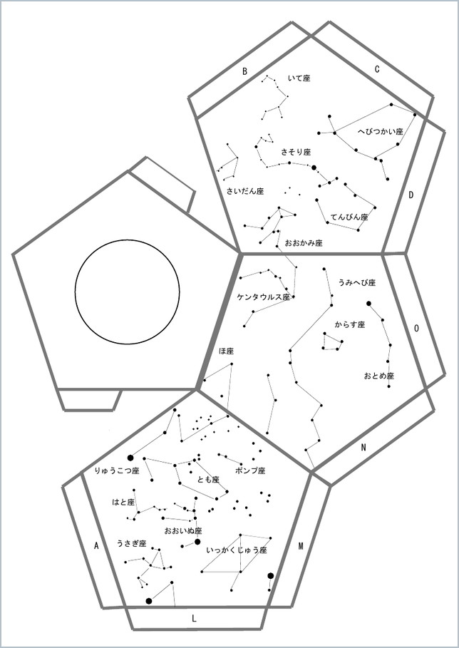 型紙3（正十二面体の星図）のプレビュー